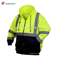 Sudadera de seguridad con cremallera completa de China Manufacturer Hi Vis con cinta reflectante 3M y bolsillos clase 3